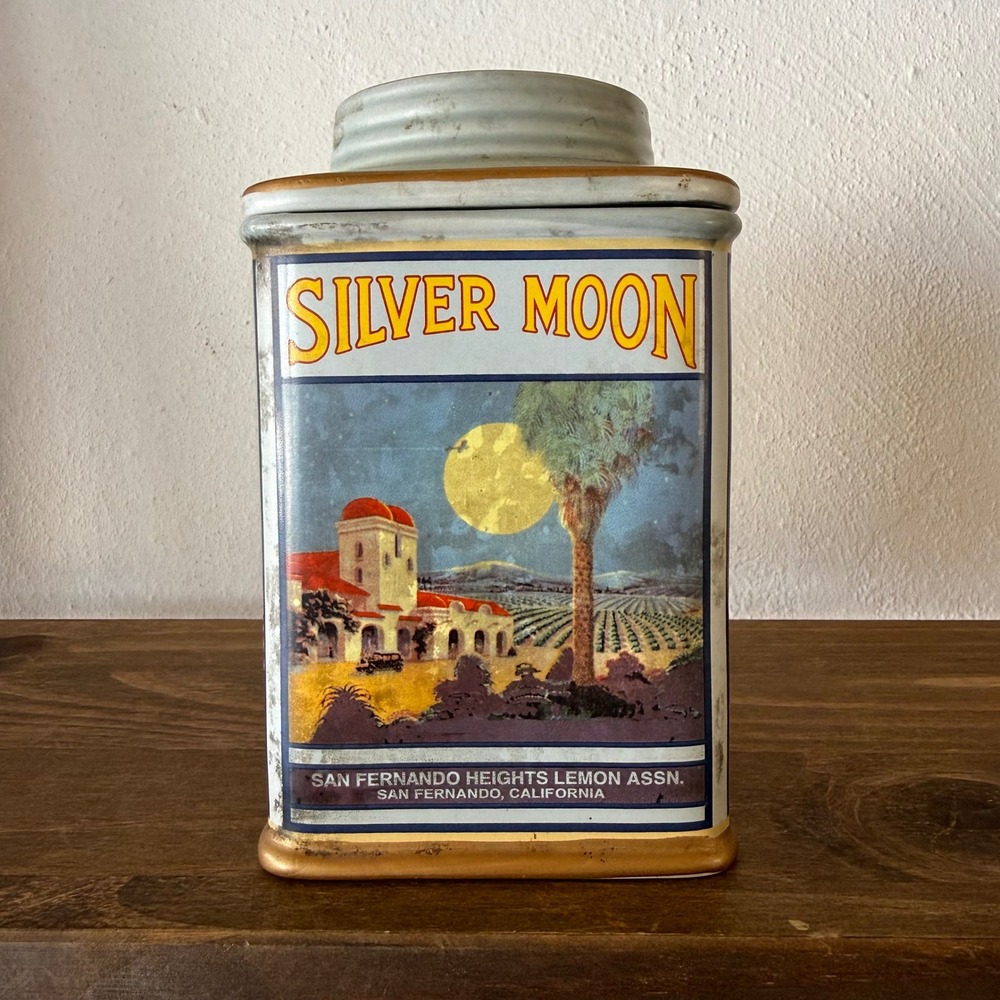 Oneida Vintage Label Collection Silver Moon Ceramic Canister Jar w/ Lid